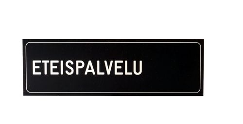 Eteispalvelu/Vaatesäilytys,musta/valk. 25 x 8 cm POISTUVA MALLI