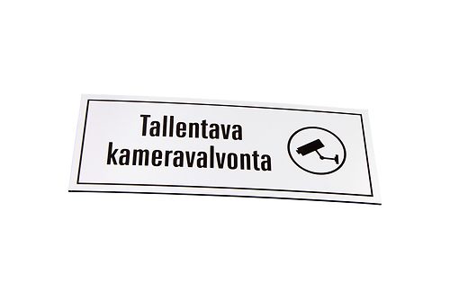 Tallentava kameravalvonta-kilpi hopea/musta