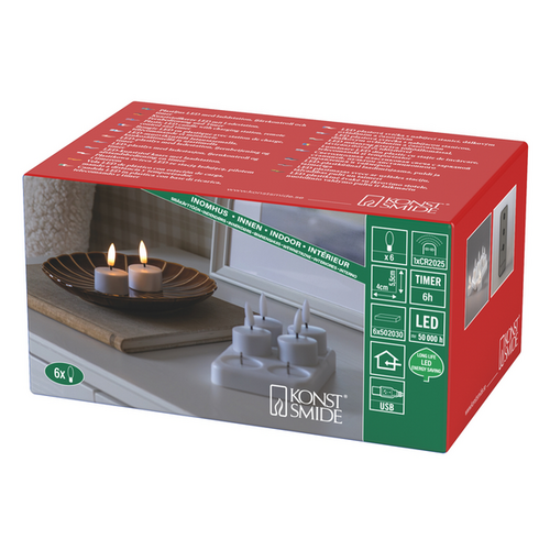 Konstsmiden ladattava LED-tuikku, 6kpl/pkt