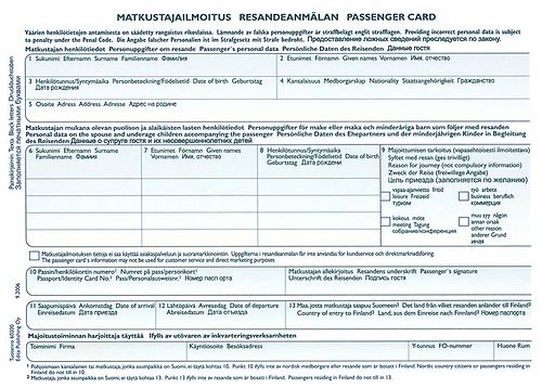 Matkustajailmoitus/Majoitusilmoitus 200 kpl/nippu