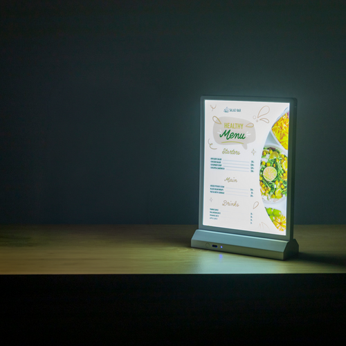 Esiteteline / mainosteline LED-valaistu,  A5 T-malli