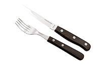 Pihviveitsi mustalla kahvalla 12 kpl/ltk, puu/teräs