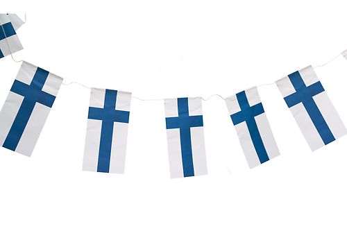Suomi -lippusiima, pituus 4 metriä / 14 lippua